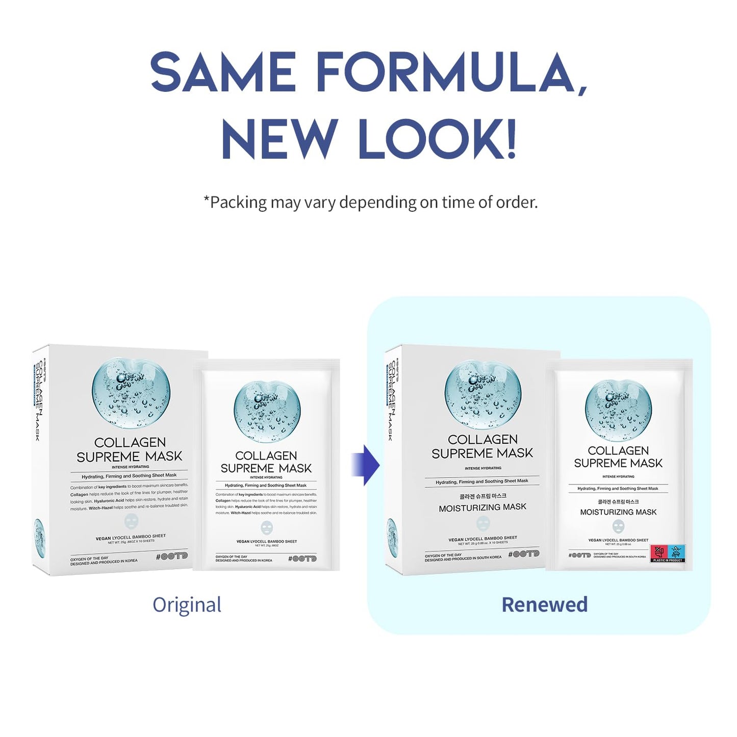 #OOTD Collagen Hydrating Sheet Masks for Face Korean Anti Aging Mask Sheet for Dry Skin & Sensitive Skin, EVE Vegan, Not Tested on Animals, No Parabens, No Sulfates, Hyaluronic Acid, Witch Hazel 10EA