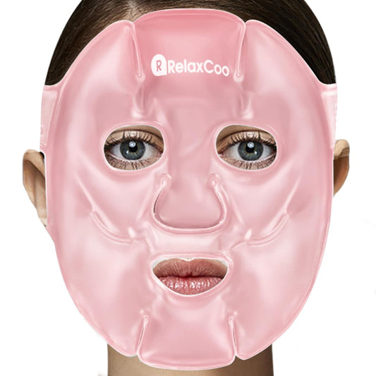 Cold Face Eye Mask Ice Pack Reduce Face Puff,Dark Circles,Gel Hot Cold Compress,Face SPA for Woman Sleeping, Pressure, Headaches, Skin Care， Pink